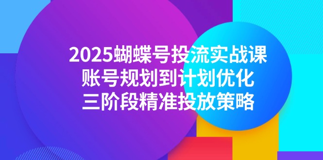 (14987期)2025彩蝶号投流实战演练课,账户规划到方案提升,三阶段精准推送对策