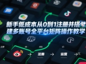 新手低成本从0到1注册并搭建多账号全平台矩阵操作教学,手机号-邮箱-IP-工具