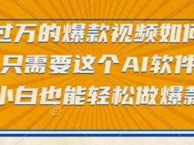 点赞过万的爆款视频如何做?只需要这个AI软件,小白也能轻松做爆款【揭秘】