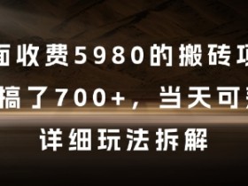 外面收费5980的搬砖项目,3天搞了7张+,当天可落地,详细玩法拆解【揭秘】
