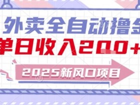 2025新风口外卖全自动撸金,单日收入2张+【揭秘】
