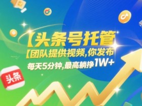 【头条号托管 】团队提供视频,你发布,每天5分钟,最高躺挣1W+【揭秘】