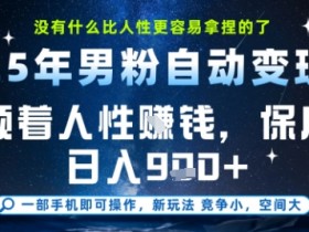 没什么比顺着人性挣钱更简单的了,男粉全自动变现,保底日入9张+【揭秘】