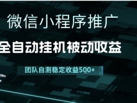 小程序推广项目最新3.0,上手简单,长期稳定,独家引流方法,让你真正实现睡后收入【揭秘】