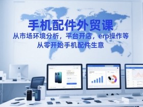手机配件外贸课,从市场环境分析,平台开店,erp操作等,从零开始手机配件生意
