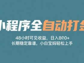 小程序全自动打金,48小时可见收益,日入多张,长期稳定靠谱,小白宝妈轻松上手【揭秘】