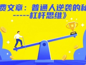 付费文章:普通人逆袭的秘诀——杠杆思维