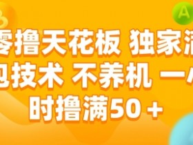 零撸天花板,独家满包技术 不养机 一小时撸满50+【揭秘】