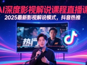 AI深度影视解说课程直播课,2025最新影视解说模式,抖音热推
