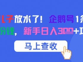 腾讯亲儿子放水了!企鹅号1条作品狂挣8份钱,新手日入3张+攻略
