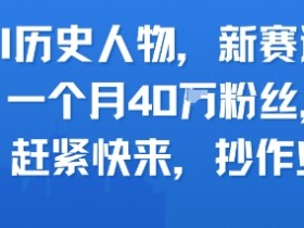 AI历史人物新赛道,一个月40W粉丝,赶紧快来抄作业