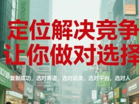 定位解决竞争,让你做对选择,复制成功,选对赛道,选对品类,选对平台,选对人