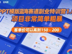 PPT模版蓝海赛道副业特训营1.0,项目非常简单粗暴,客单价可以高到150-200