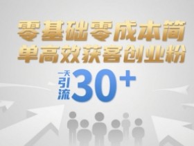 零基础零成本简单高效获客创业粉,一天引流30+