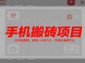 手机搬砖项目,有手就能做,亲测一小时几十,苹果安卓都可以