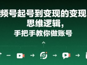 视频号起号到变现的思维逻辑,手把手教你做账号