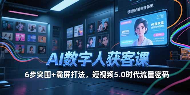 (15247期)AI数字人获客课,6步突围+霸屏打法,短视频5.0时代流量密码