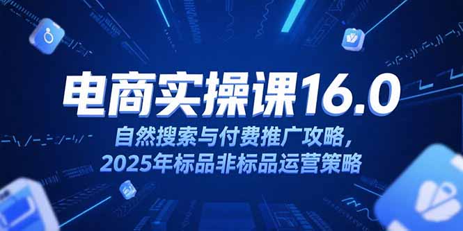 (15262期)淘宝电商运营课16.0,自然搜索与付费推广攻略,2025年标品非标品运营策略