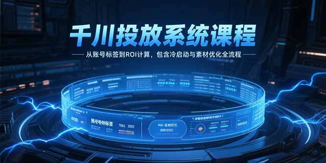 (15263期)千川投放系统课程,从账号标签到ROI计算,包含冷启动与素材优化全流程