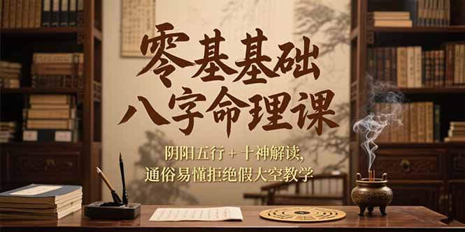 (15283期)零基础八字命理课,阴阳五行+十神解读,通俗易懂拒绝假大空教学