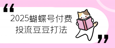 新媒体运营2025蝴蝶号付费投流豆豆打法