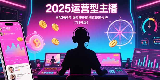 (15508期)2025运营型主播:自然流起号,微付费投放技巧,罗盘数据深度解析(7月更新)