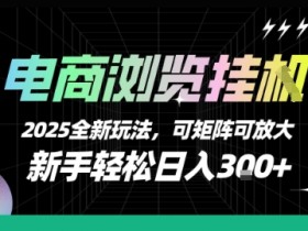 电商浏览挂G,2025全新玩法,新手轻松日入3张+可矩阵可放大【揭秘】