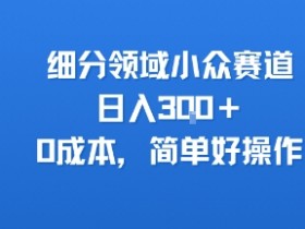 细分领域小众赛道,日入3张+,0成本,简单好操作