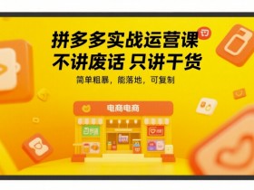 拼多多实战运营课,不讲废话只讲干货,简单粗暴,能落地,可复制