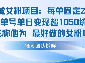 私域女粉项目:每单固定21块,单日变现超1k+,最好做的女粉项目