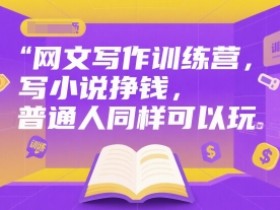 网文写作训练营,写小说挣钱,普通人同样可以玩