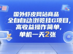国外虾皮网站商品全自动浏览挂G项目,高收益操作简单,单机一天2张【揭秘】