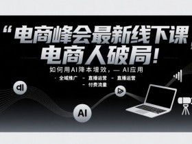 电商峰会最新线下课,电商人破局,如何用AI降本增效,AI应用-全域推广-直播运营-付费流量