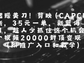 一起挣美刀!剪映(CAPCUT)拉新,35米一单,新蓝海项目,一个视频2w封顶变现(附推广入口和教学)