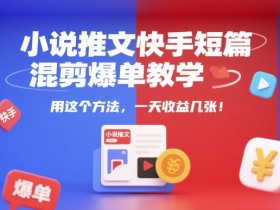 小说推文快手短篇混剪爆单教学,用这个方法,一天收益几张