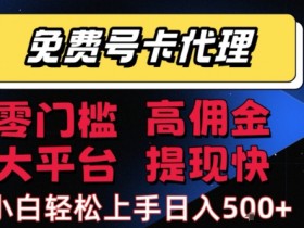 免费号卡推广代理,零门槛,高佣金,大平台,提现快,小白轻松上手,日入5张+【揭秘】