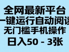 全网最新平台,一键运行自动阅读,无门槛手机操作,日入50-3张+【揭秘】