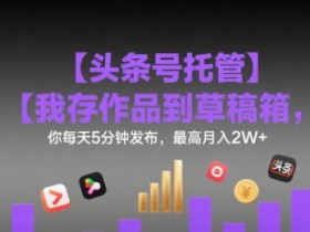 【头条号托管 】我存作品到草稿箱,你每天5分钟发布,最高月入2W+【揭秘】