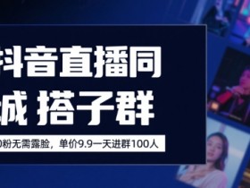 抖音直播同城搭子群,0粉无需露脸,单价19.9,一天进群100人