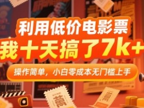 利用低价电影票,我十天搞了7k+,操作简单,小白零成本无门槛上手【揭秘】