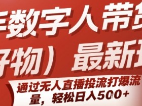 快手数字人带货(好物)最新玩法,通过无人直播投流打爆流量,轻松日入5张