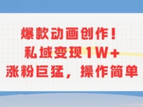 爆款动画创作!私域变现1W+涨粉巨猛,操作简单