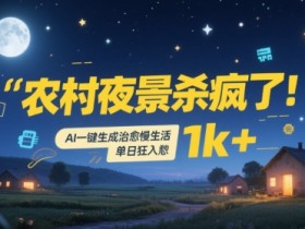 农村夜景杀疯了!AI一键生成治愈系慢生活,单日狂入1k+