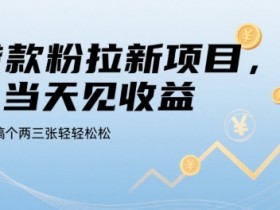 贷款粉拉新项目,当天见收益,一天搞个两三张轻轻松松【揭秘】