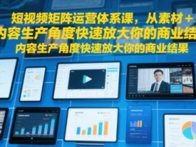 短视频矩阵运营体系课,从素材+内容生产角度快速放大你的商业结果