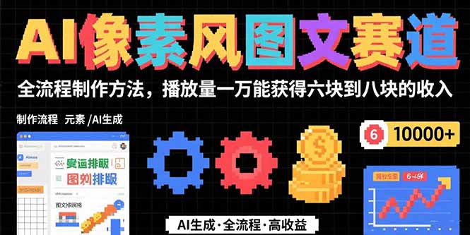 (15572期)AI像素风图文赛道:全流程制作方法,播放量一万能获得6块到8块的收入