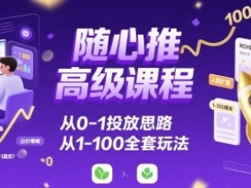 随心推高级课程,从0-1投放思路,也有从1-100的全套玩法