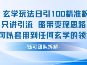 玄学玩法日引100精准粉只讲引流略带变现思路可以套用到任何玄学的领域