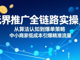 无界推广全链路实操,从算法认知到爆单策略,中小商家低成本引爆精准流量