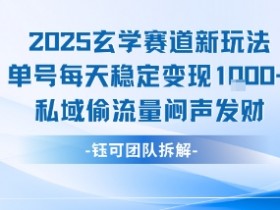 2025玄学赛道新玩法单号每天稳定变现1k+私域偷流量闷声发财